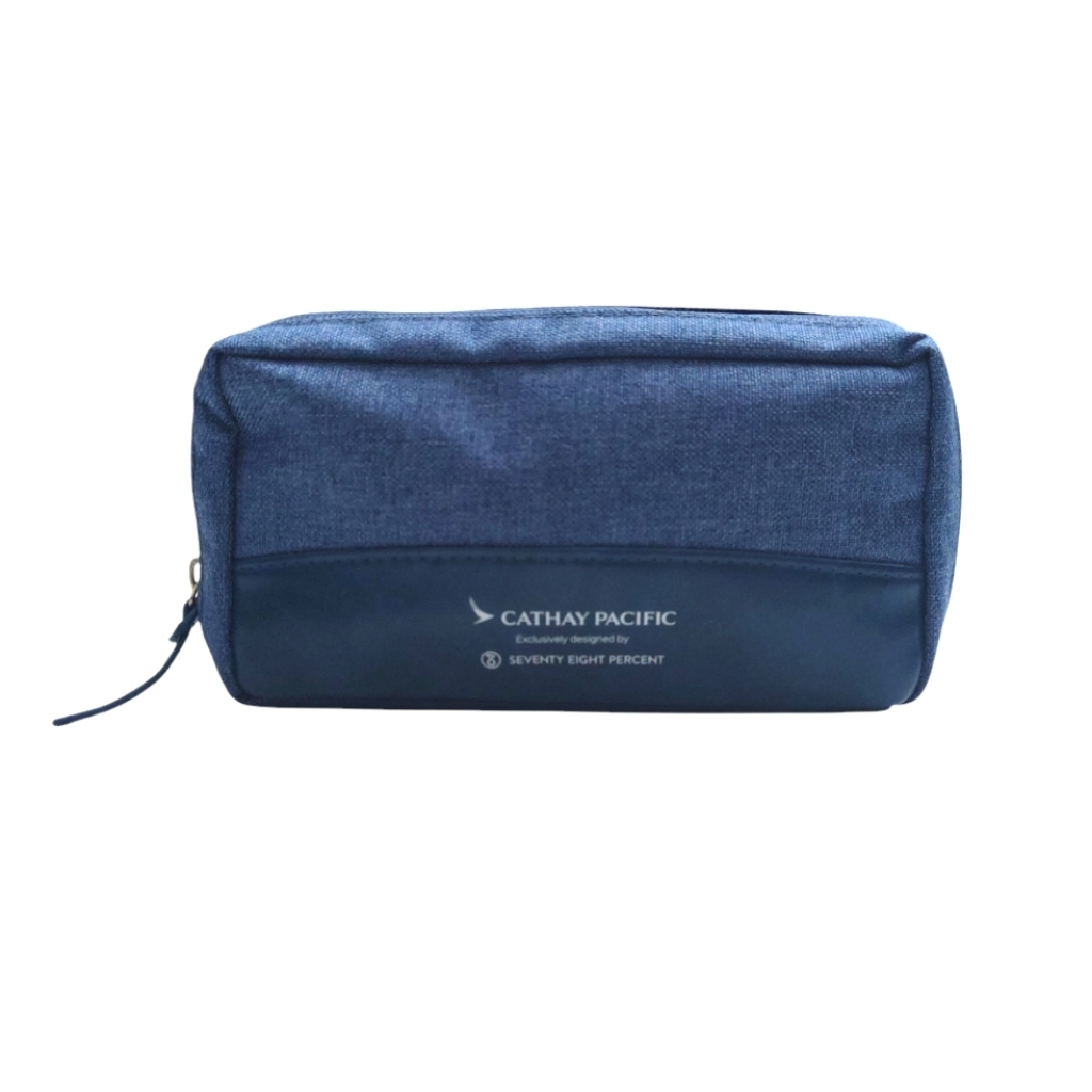 Blue Cosmetic Bag Travel Set Zipper Case Soft Pouch